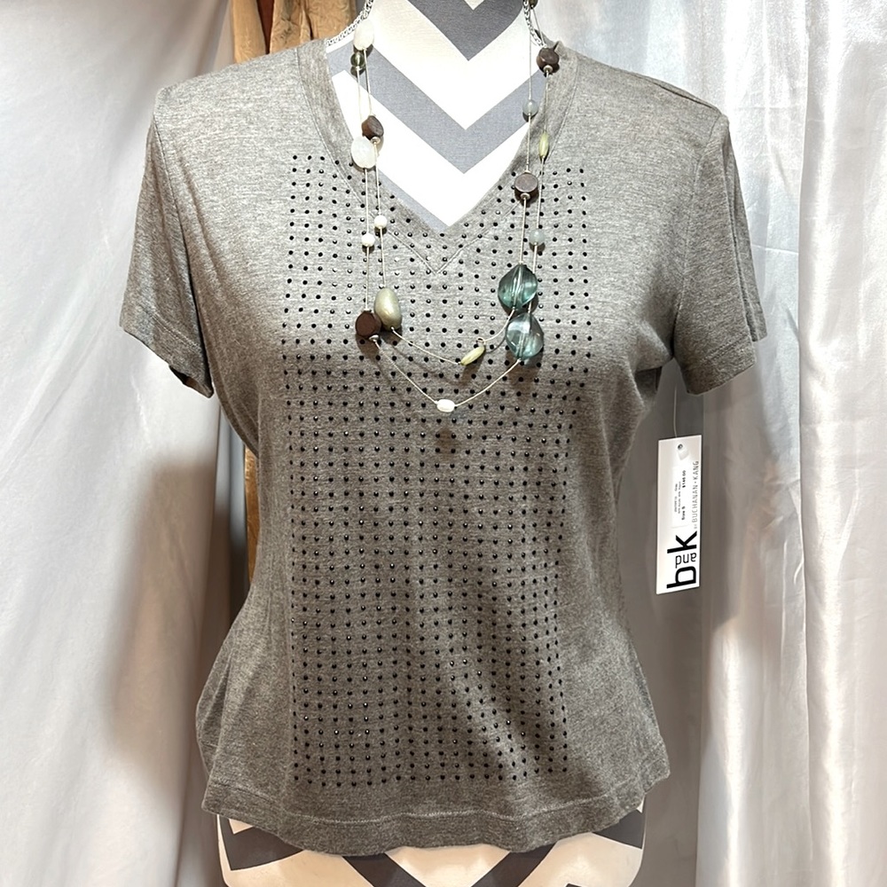 Embellished Gray V-Neck T-Shirt Buchanan and Kang